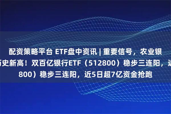 配资策略平台 ETF盘中资讯 | 重要信号,农业银行、工商银行齐创历史新高!双百亿银行ETF(512800)稳步三连阳,近5日超7亿资金抢跑