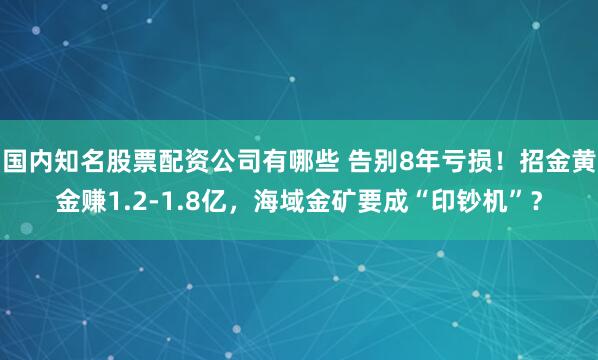 国内知名股票配资公司有哪些 告别8年亏损！招金黄金赚1.2-1.8亿，海域金矿要成“印钞机”？