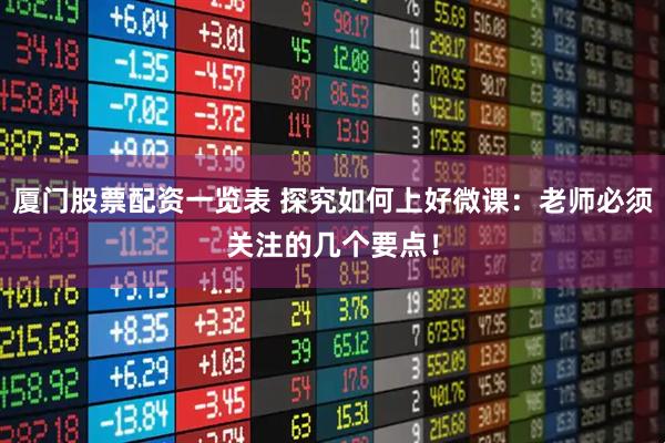厦门股票配资一览表 探究如何上好微课：老师必须关注的几个要点！